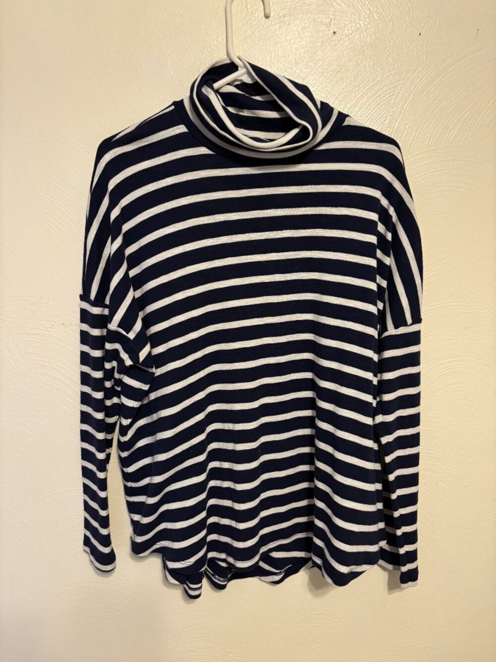 Aerie Womens Navy & White Striped Long Sleeve Turtleneck Top XL